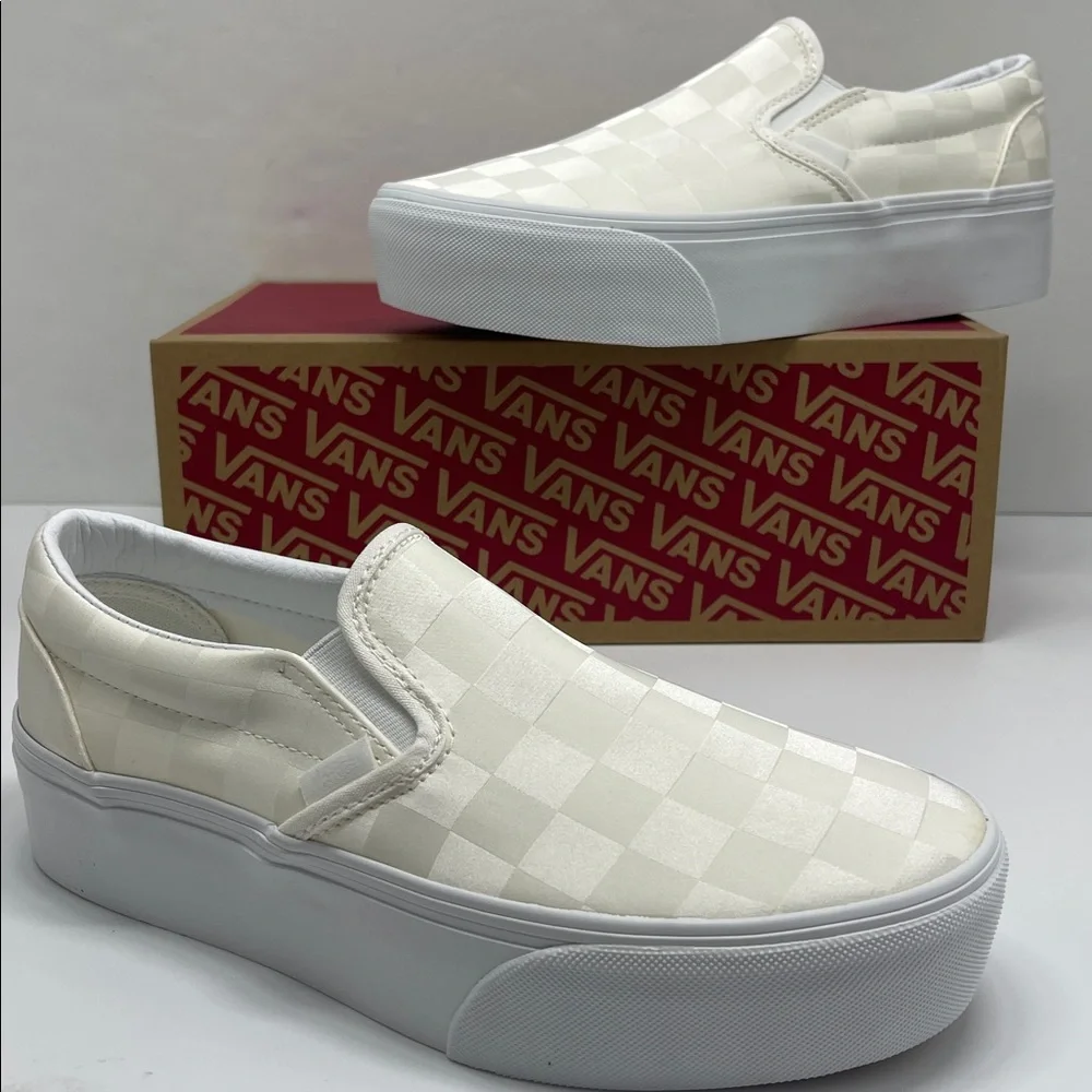 Vans Classic Slip-On Stackform Checkerboard Platform Sneakers Shoe VN000CN1CJ7